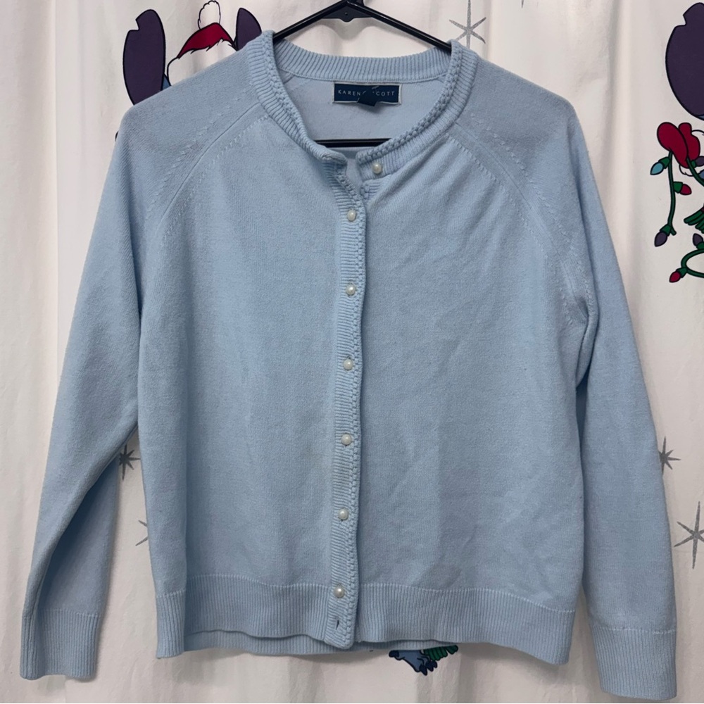 Karen Scott Women's Light Blue Cardigan
